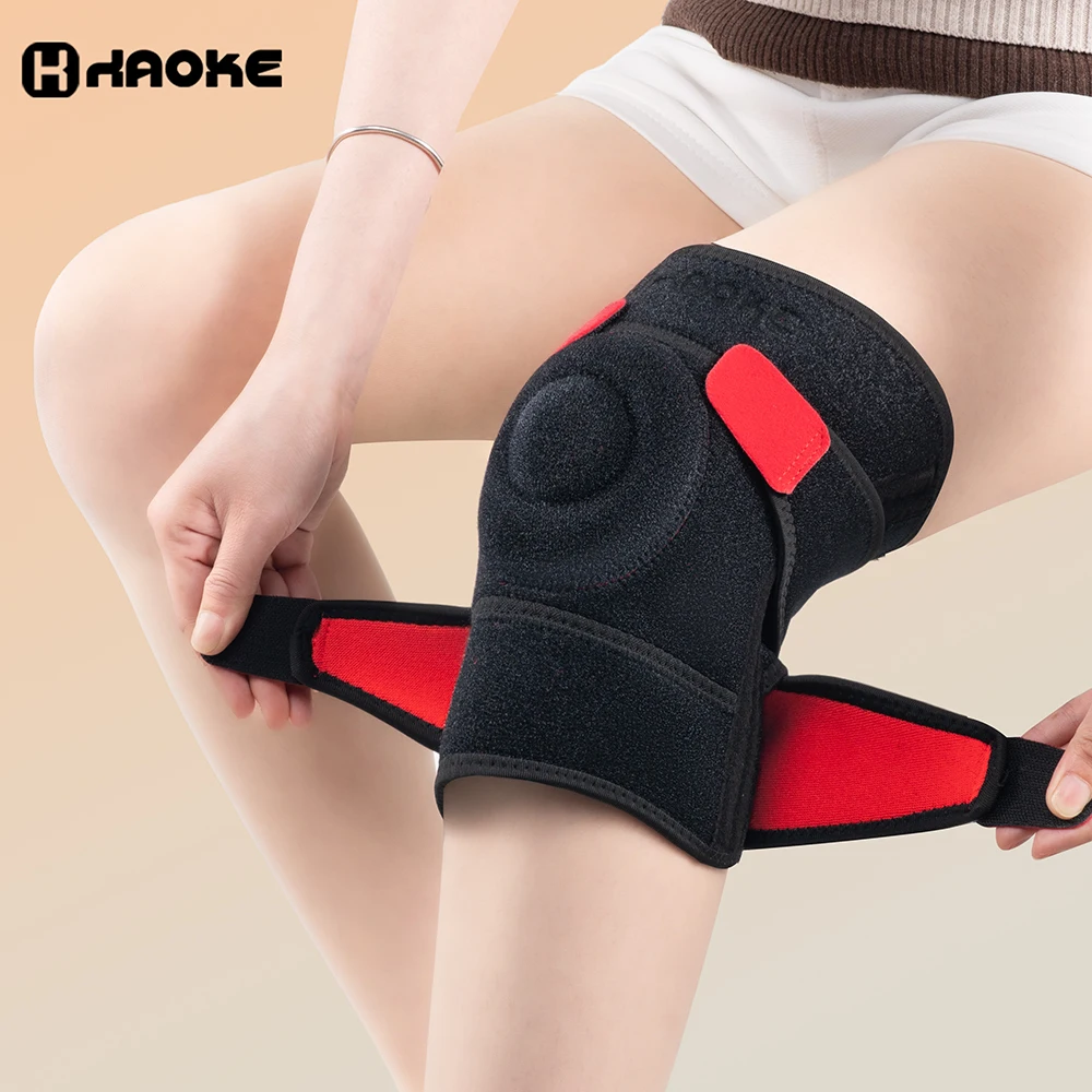 Adjustable Open-Patella Knee Brace with Spring Supports and Compression Pads, Suitable for Sports and Daily Use
