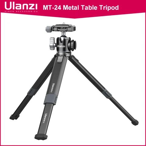 Ulanzi-MT-24 Tripé de mesa de metal com sapato frio para microfone, luz LED, estender vlog, apto para DSLR, câmera SLR, telefone