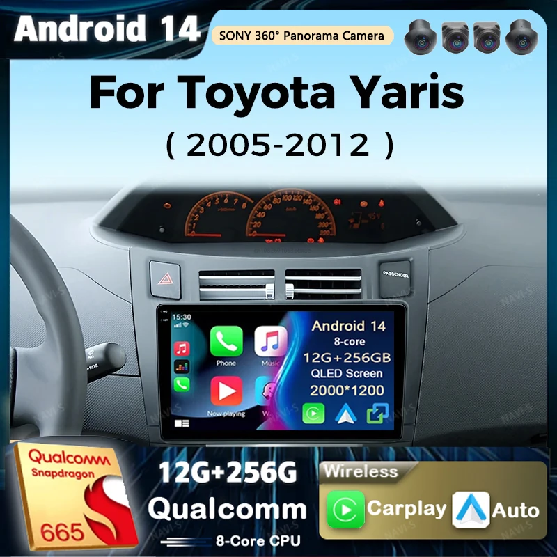 

Android 14 Multimedia Video Player For Toyota Yaris 2005 - 2012 Navigation Car Radio 2k Screen GPS Carplay Stereo Head Unit 2din