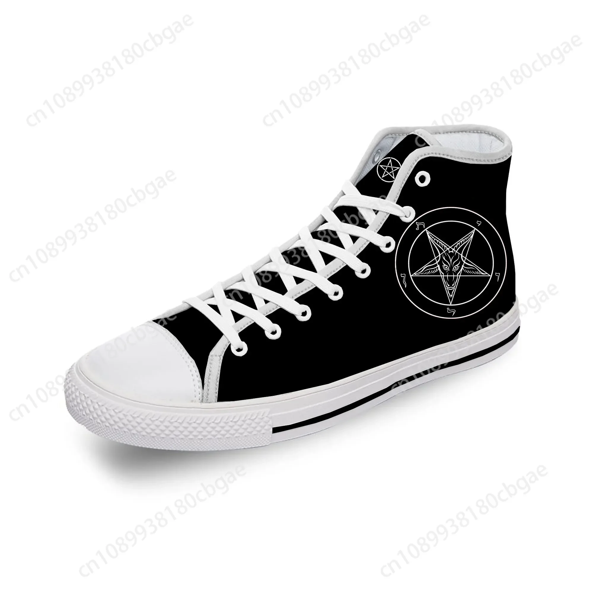 Hot Pentagram Gothic Demon Satan Satanic White Cloth 3D Print High Top Canvas Shoes Men Women Lightweight Breathable Sneakers