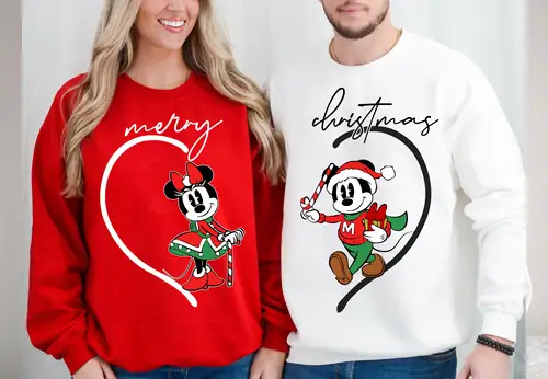 Imagen 2 del producto Sudadera navideña de Mickey Minnie, jersey de Disney para parejas, camiseta navideña, ropa para hombre Y2k, ropa para mujer, camisa de gran tamaño ﻿