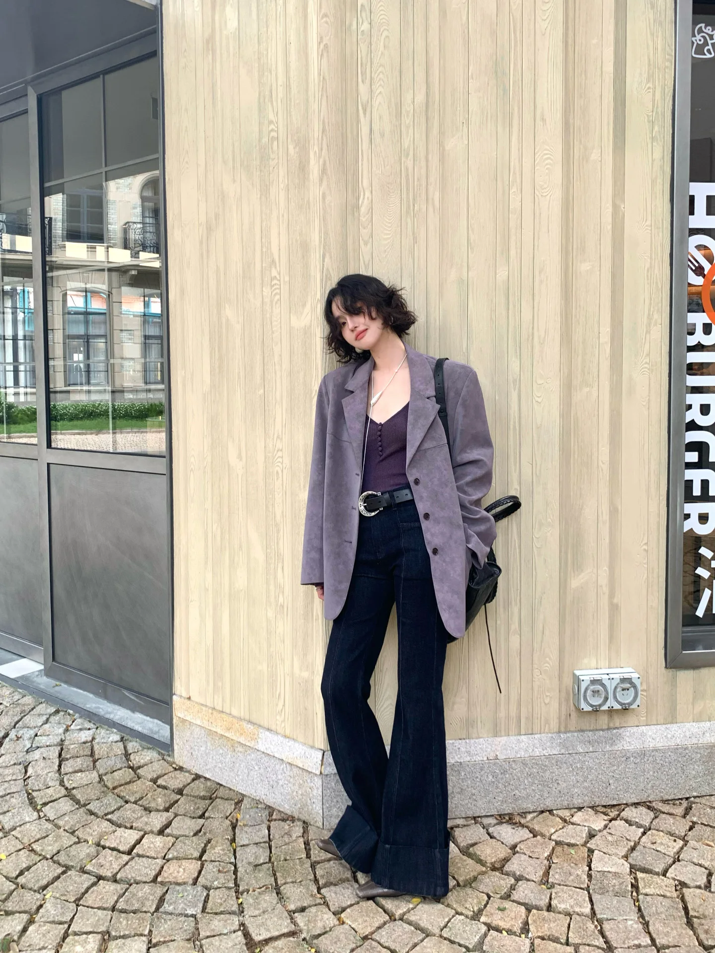 

Retro Sle Loose Fit Suede Jaet Women's Hong Kong Sle Casual Wear Windproof Full Lined Long Sve Button Detail Coat