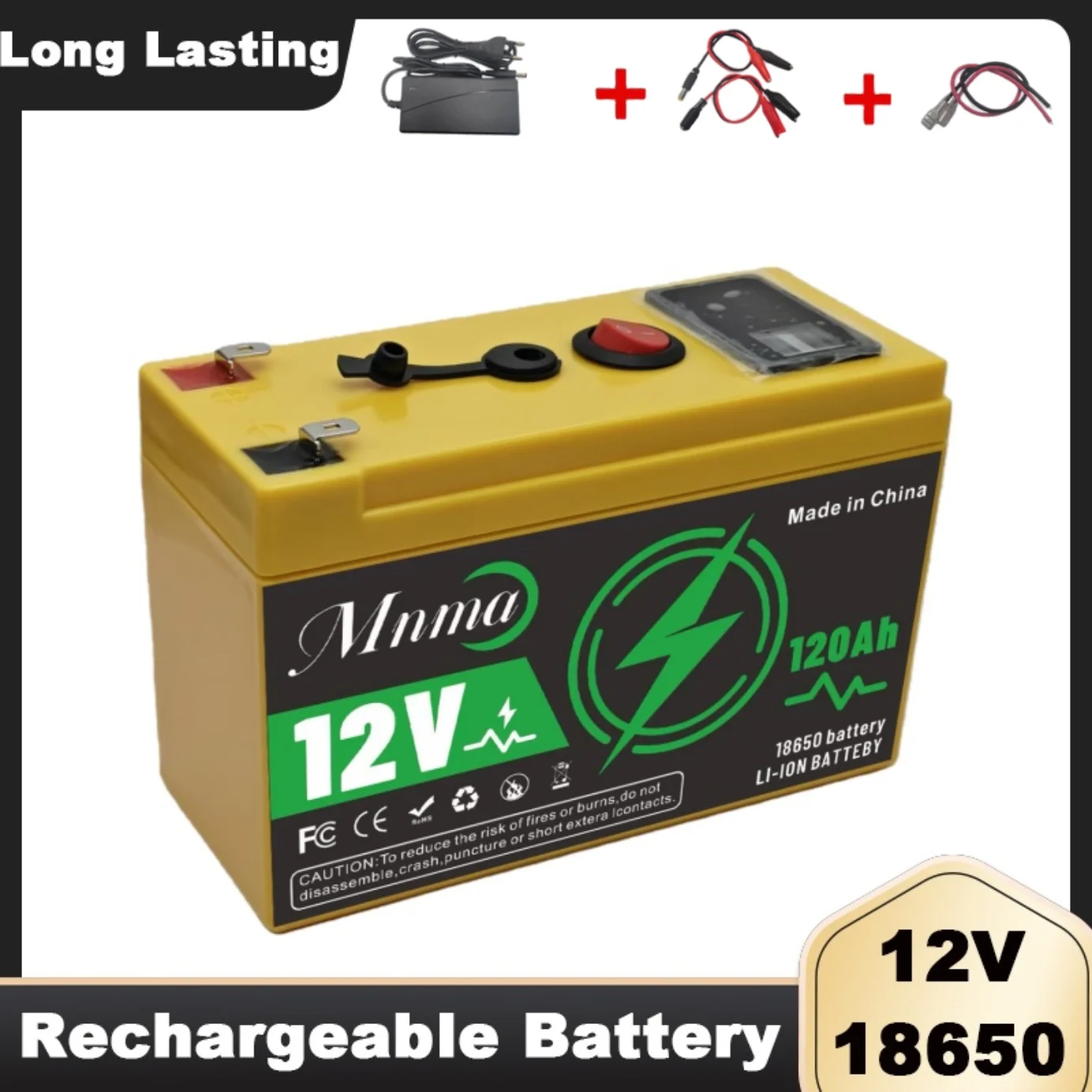 12V 120Ah Built-in BMS, Over 4000 Cycles Lithium Battery Toy Car, Skateboard, RV, Camping, Fishing, Outdoor Activities, Etc