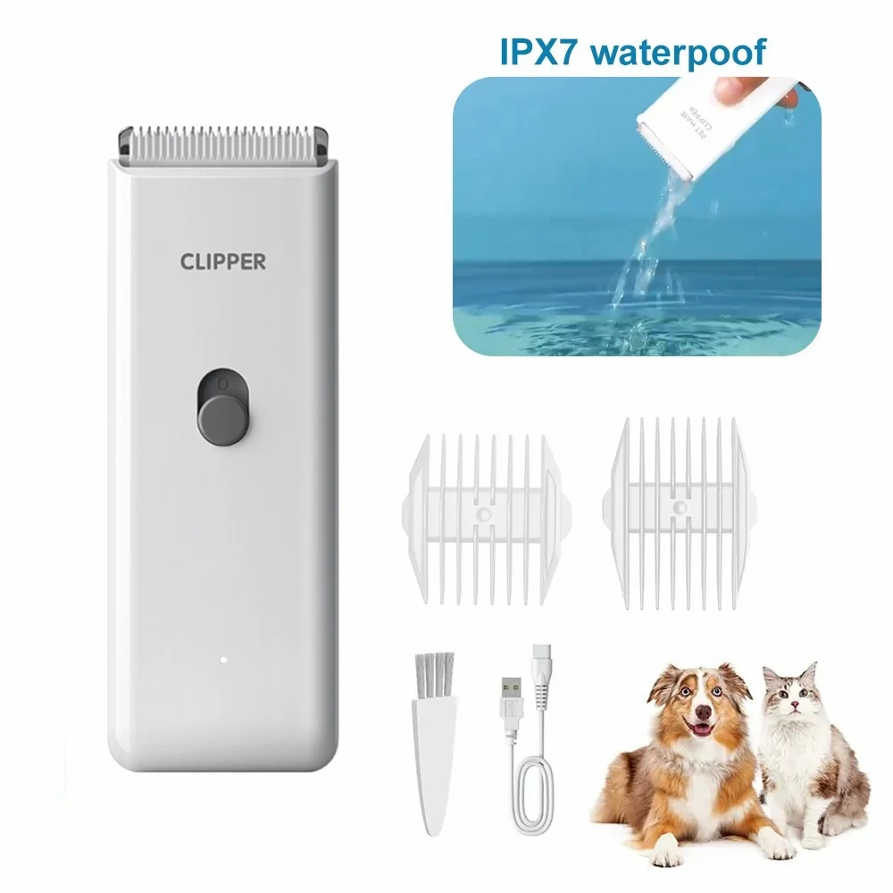 2023 Dog Cat Home Hair Clipper Waterproof Electric Pet Hair Haircut Trimmer Shaver USB Rechargeable Dog Grooming Tools Low Noise