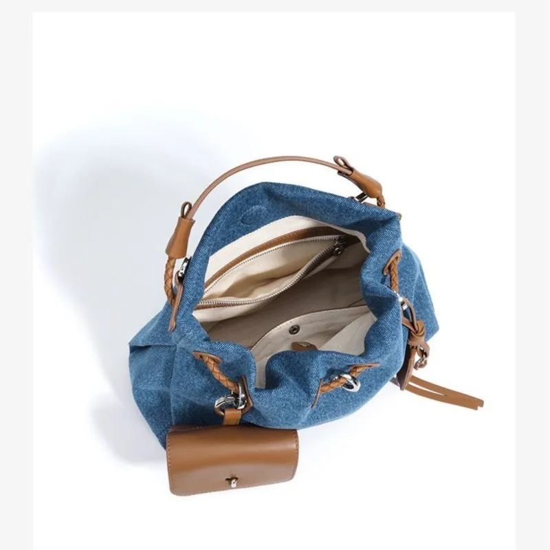 JIAERDI High Street Denim Bucket Bag Purse Women Retro Handle Luxury Design Casual Crossbody Bags Female Retro Messenger Bag Y2k view 4