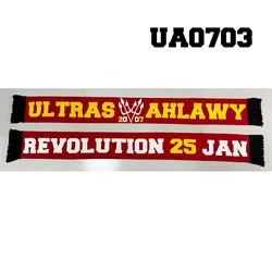 145*18 cm Size Al Ahly SC Ultras Ahlawy Revolution 25 Jan Scarf Elastic Scarf for Fans Double-faced Knitted UA0703