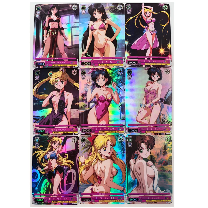 9pcs/set Beautiful Girl Warrior ACG Sexy Nude Toys Hobbies Hobby Collectibles Game Collection Anime Cards