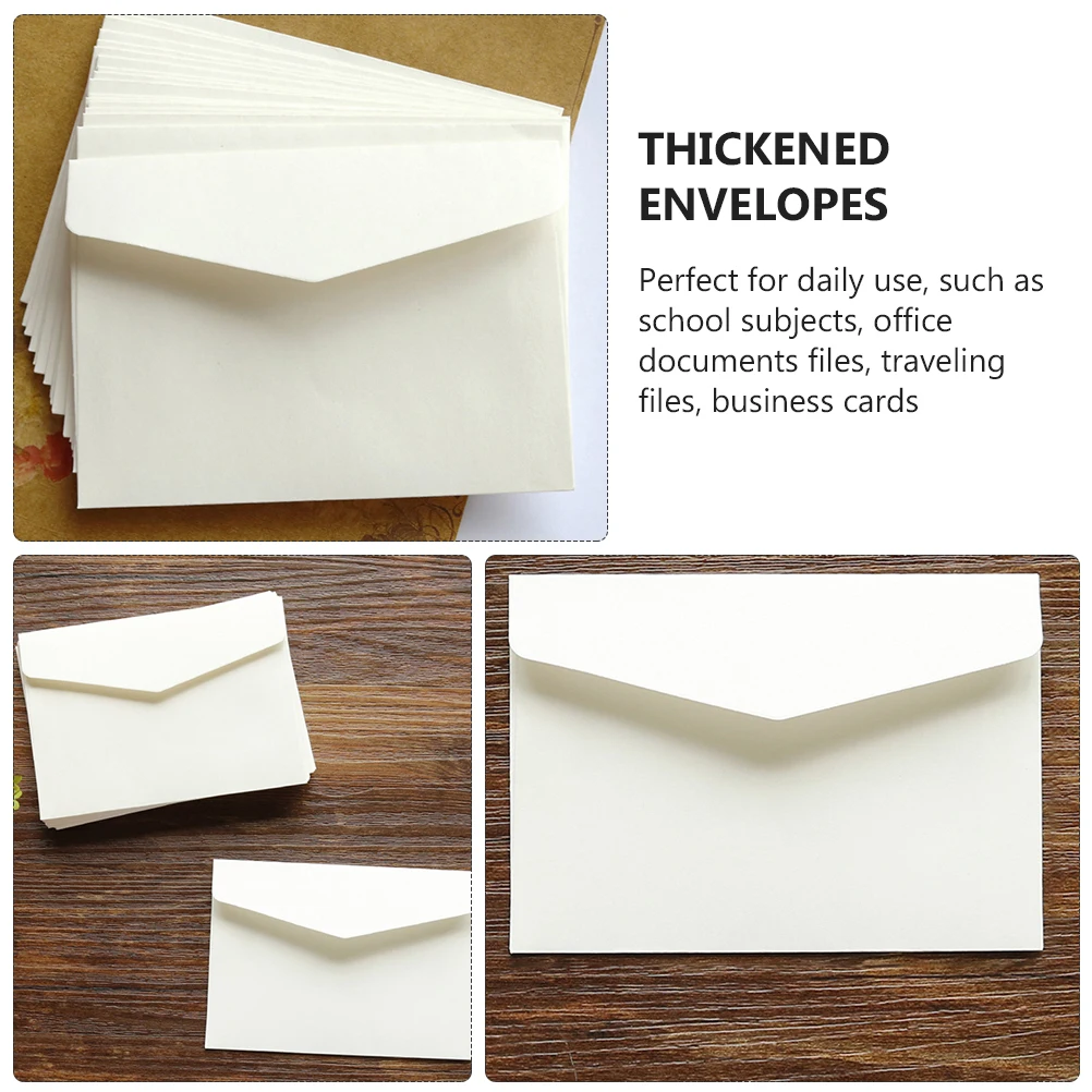 

100 Pcs Envelope Greeting Card Storage Bag Thickened Paper Money Envelopes for Office School Travel Business Blank Cards Cash