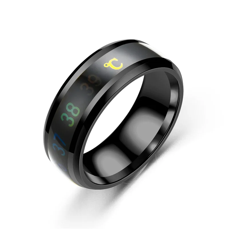 Smart Temperature Measurement Couple Ring Creative Men\'s Woman Stainless Steel Ring Magic Men Women Jewelry Gift 1pc Jewelry