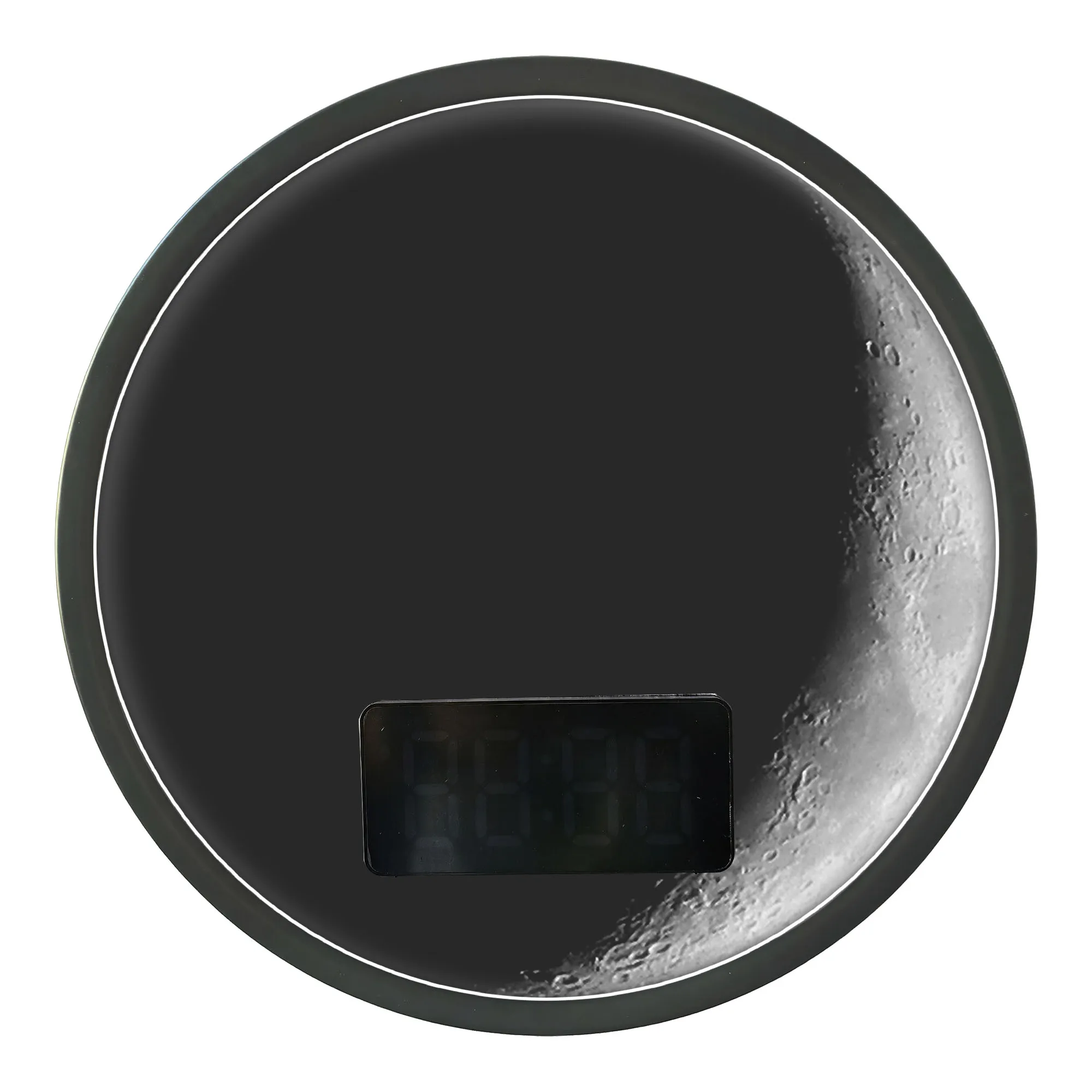 Lunar Crescent Moon LED Lighting Digital Wall Clock with Temperature Calendar Date Astronomy Moon Print Night Light Wall Clock