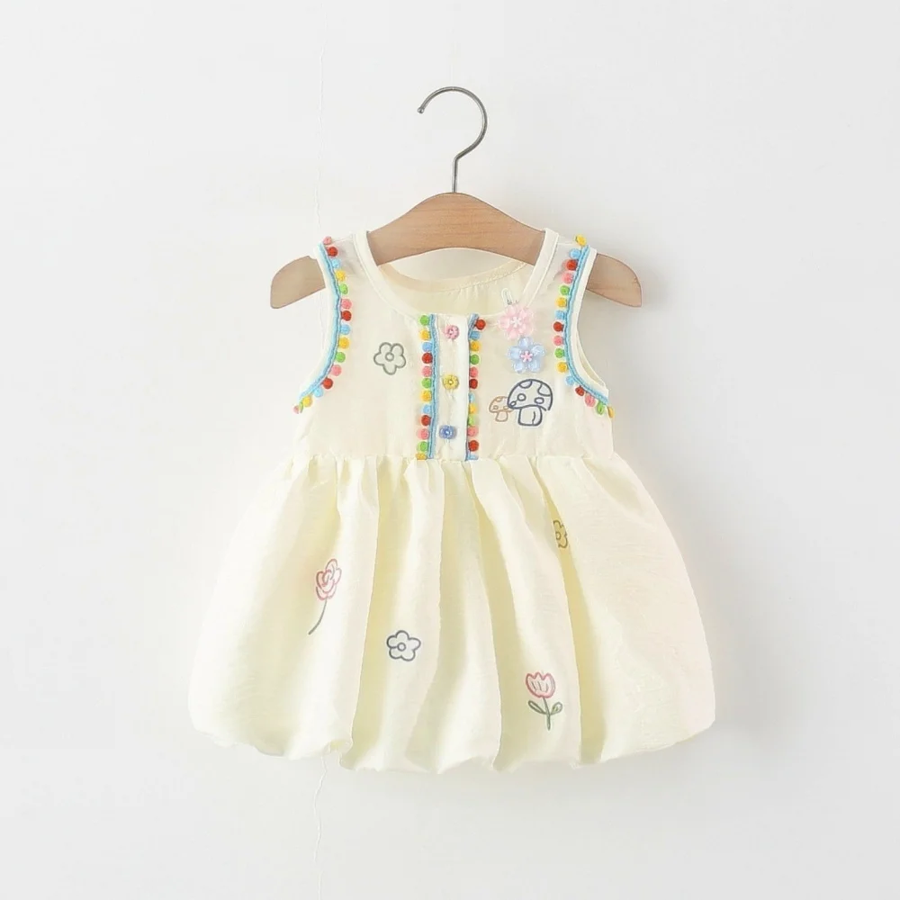 Girls' Dress Summer Flower Cute Sleeveless Girl's Dress Sweet Beach Baby Dress Baby Girl Clothes