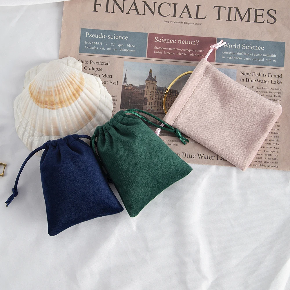 5Pcs Soft Velvet Drawstring Pouches for Jewelry Storage
