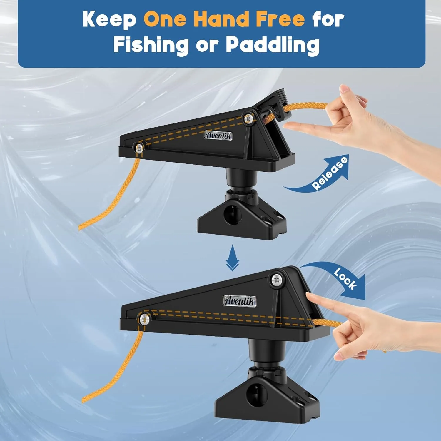 Kayak Anchor Lock System with Side Deck Mount One-Hand Operation Anchor Line Cleat for Boat/Canoe view 5