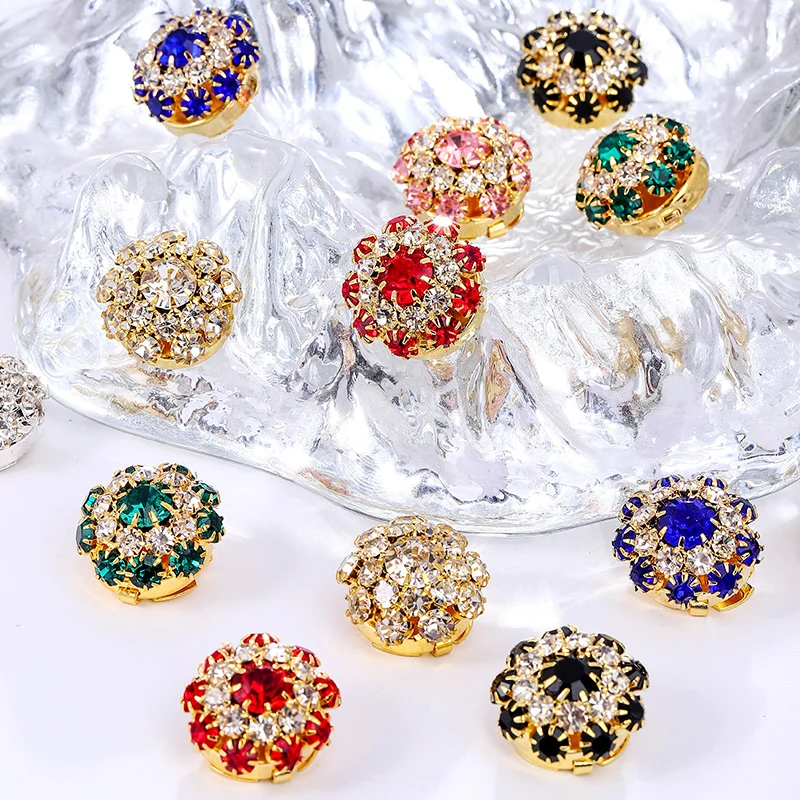 DUCRYSTAL 2pcs/set Glitter Rhinestone Decorative Clips Multi-Color 20mm Glass Crystal buttons Clothes Crafts Decorations