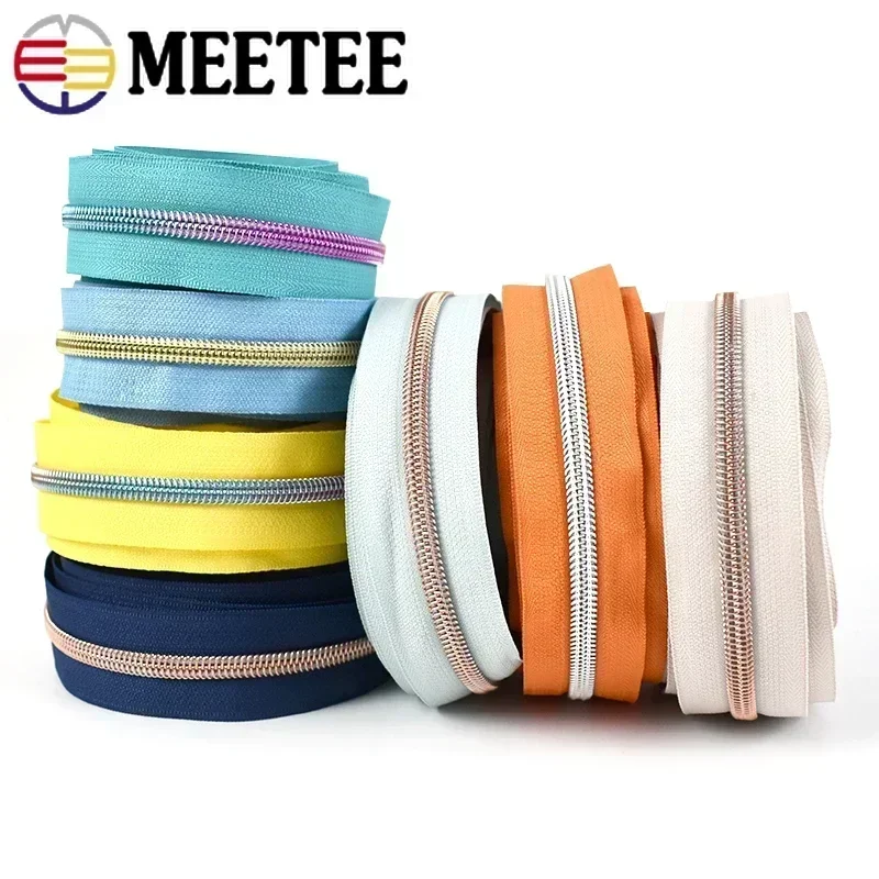 1/2/3/4/5M 5# Meetee Nylon Zipper By The Meter Roll Zippers Closure Jacket Bag Pocket Zips Repair Kit DIY Garment Accessories