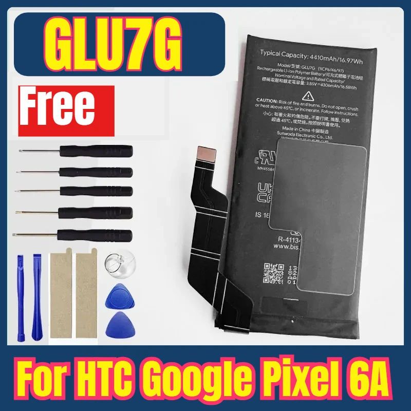 بطاريات الهاتف المحمول GLU7G بقدرة 4350 مللي أمبير في الساعة لبطارية هاتف HTC Google Pixel 6A + أدوات مجانية