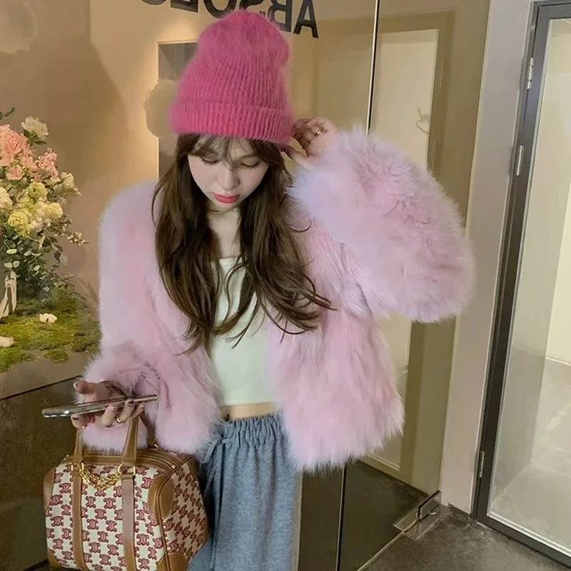 2024 Autumn Winter New Faux Fur Coat Womens Fashion Casual Imitation fox fur coat Womens Short loose comfortable Winter Jacket