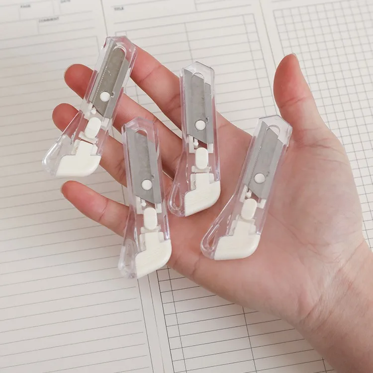 Creative Mini Craft Knife Portable Transparent Simple Design Home Use Package Opening Box Cutter Paper Trimmer Art Tool