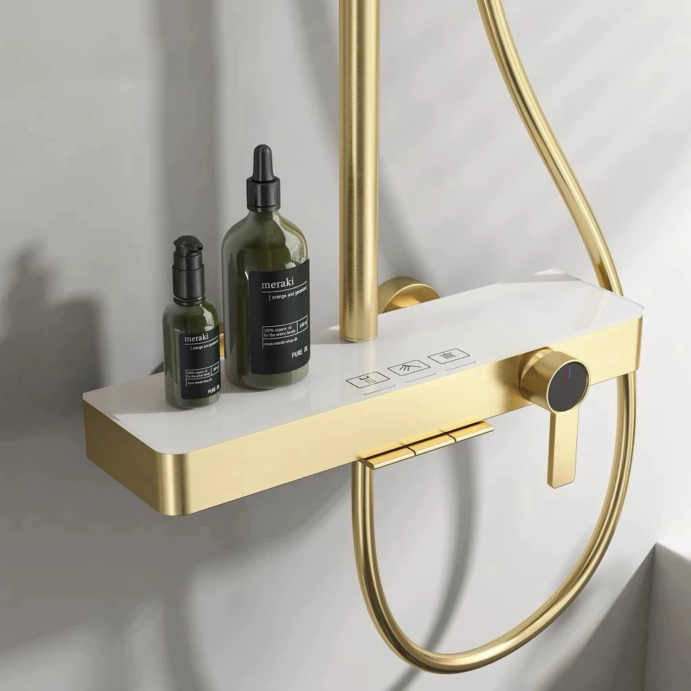 Montado na parede piano digital conjunto de chuveiro do banheiro 12 Polegada chuvas cabeça chuveiro cobre torneira do banheiro sistema chuveiro piano quente e frio