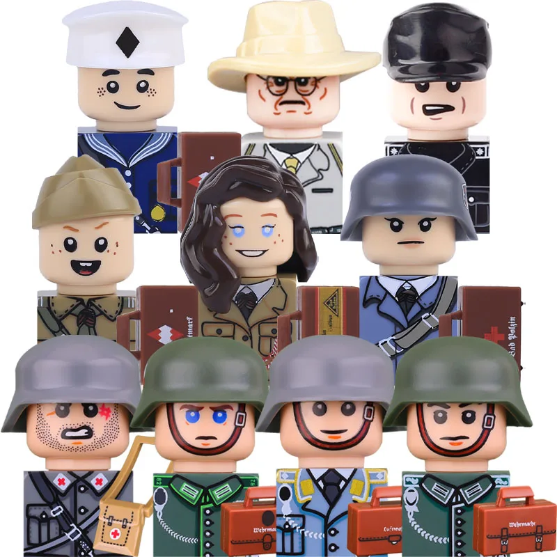 Figurines de soldats militaires de la seconde guerre mondiale, bloc de construction, infanterie de montagne allemande, marine de l'armée de l'air, uniforme de défilé de la milice pour jeunes, briques, jouet pour enfants
