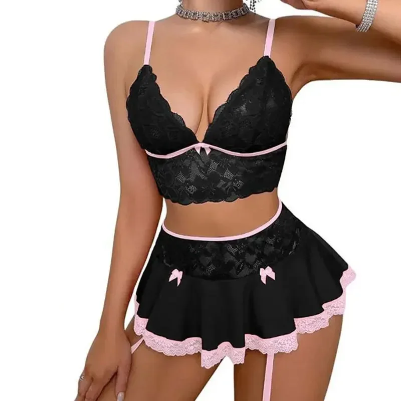 Sexy Lingerie Seamless Underwear Fancy Women Erotic Outfit Open Bra Fantasy Mini Skirt Garter Set  Cosplay Costumes Women image 3