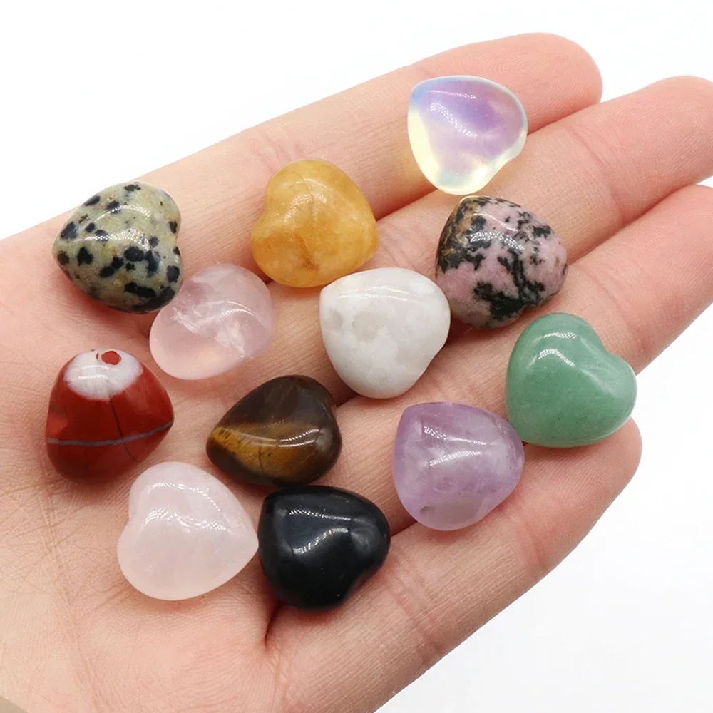 Natural Stone Gemstone Non-porous Mini Heart Pendant Shape Love Heart Gift Couple Crystal Reiki Healing Gemstone Jewelry