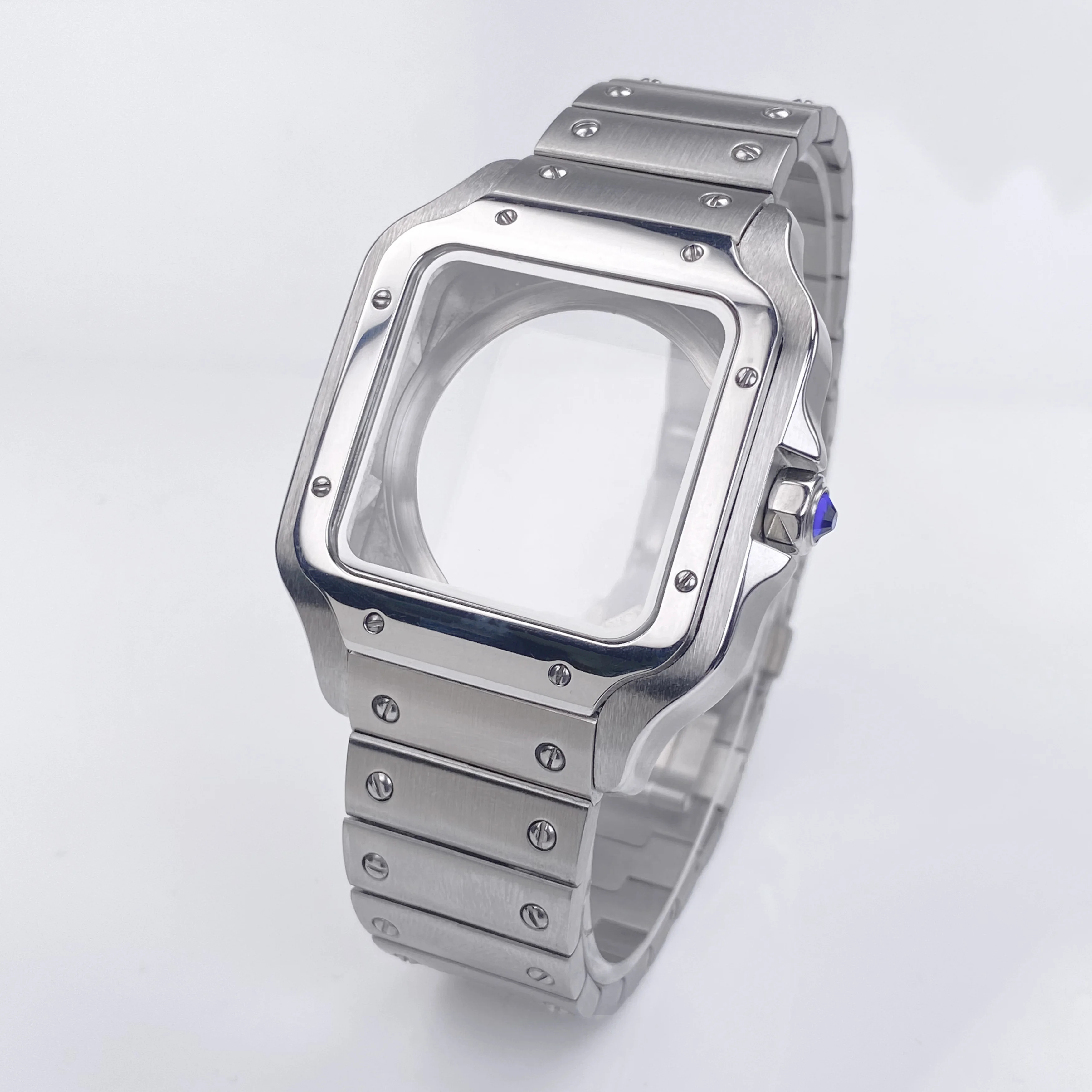 NH35 38 мм квадратный корпус для часов из нержавеющей стали, водонепроницаемый золотой/черный/серебристый корпус для деталей модификации Santos, подходит для механизма NH35