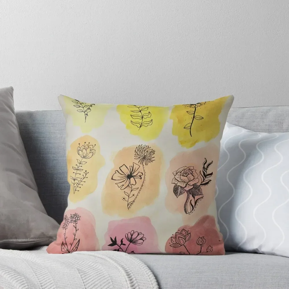 

Minimalist Flowers on Watercolor Throw Pillow Pillow Case Christmas Pillow Cover Cushion Cover For Sofa