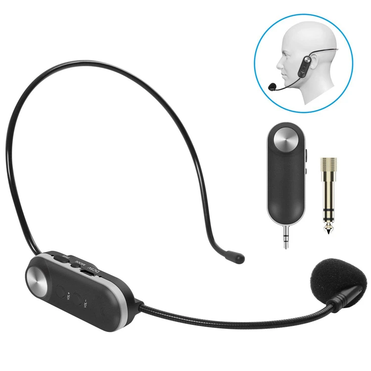 Hot Selling Mini Wireless Microphone System Dynamic Headset Microphone for Teachers and Fitness Coaches Durable Metal Material