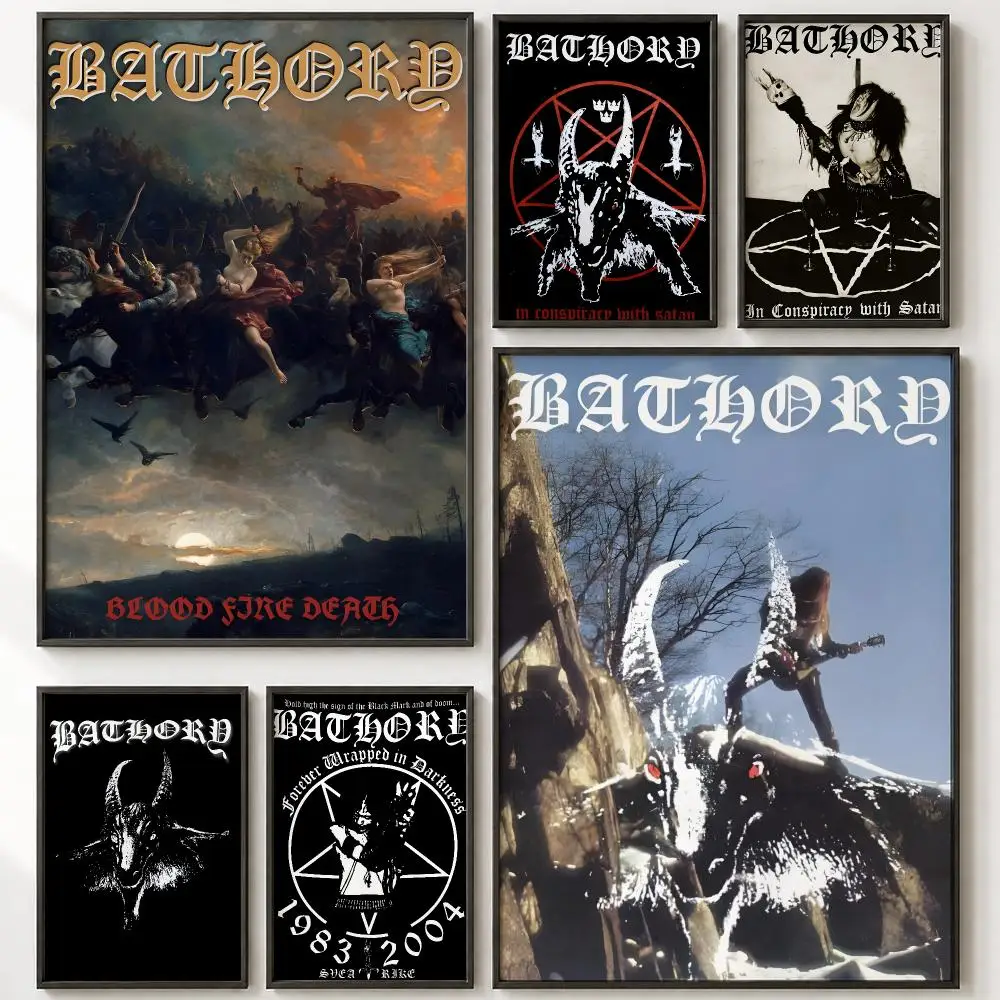 B-Bathory Retro Music Band Painting Calligraphy High-Definition With Textured Finish Modern Style For Hallway Wall Art Decor