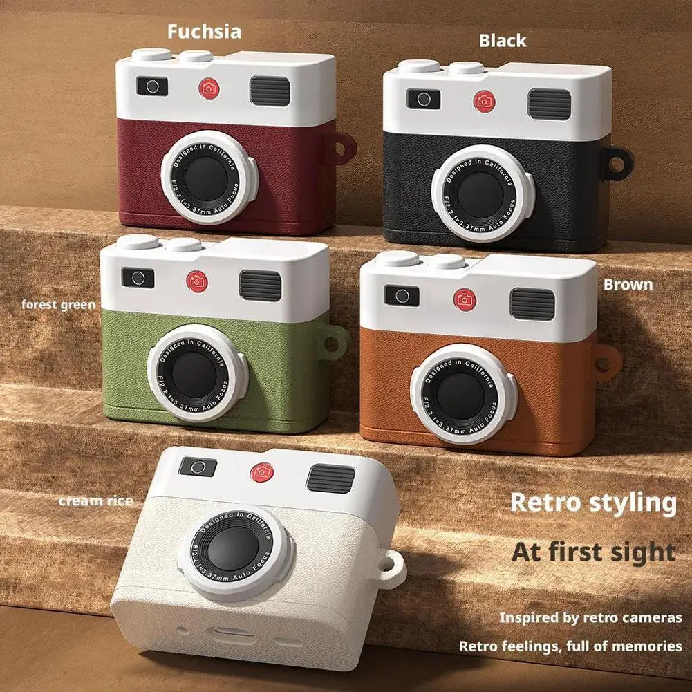 ‌Retro Film Camera AirPods Holder - Ultra-Thin Silicone Case For  Airpodspro3 Anti-Scratch & Drop Protection Accessories‌