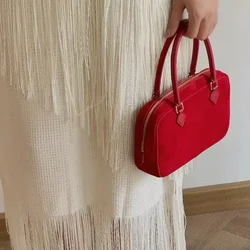 Minimalist Versatile Autumn/Winter Retro Suede Leather Square Portable Briefcase Single Shoulder Diagonal Cross Bag