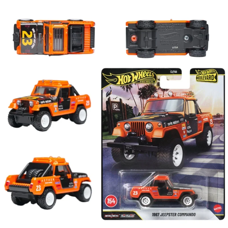 Hot Wheels Premium Diecast Model Car 1967 Jeepster Commando Off Road Pickup Gjt68 Boulevard 154 Metal Alloy Collectible Vehicle