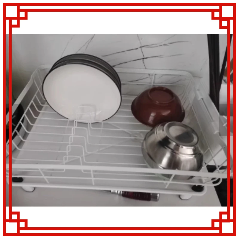 

Dish Drying Rack Kitchen Utensils Drainer Rack with Drain Basket Countertop Dinnerware Home Organizer Kitchen Storage Rack Tools