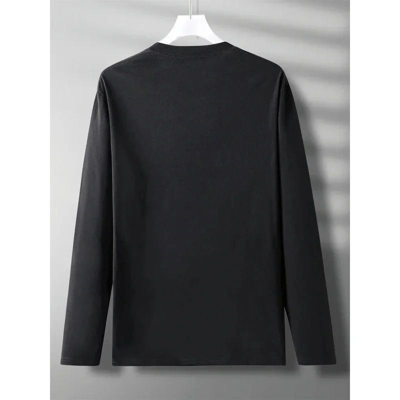 تي شيرت رجالي للربيع والخريف 100% قطن فضفاض ومريح كاجوال بنمط باريس مطبوع برقبة دائرية وأكمام طويلة