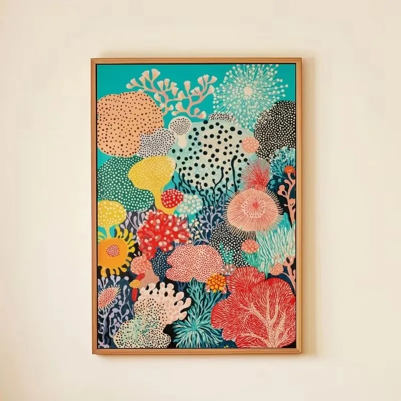 Vintage Botanical Inspired Botanical Poster Japandi Colorful Floral Polka Artwork Canvas Painting Wall Art for Room Home Decor