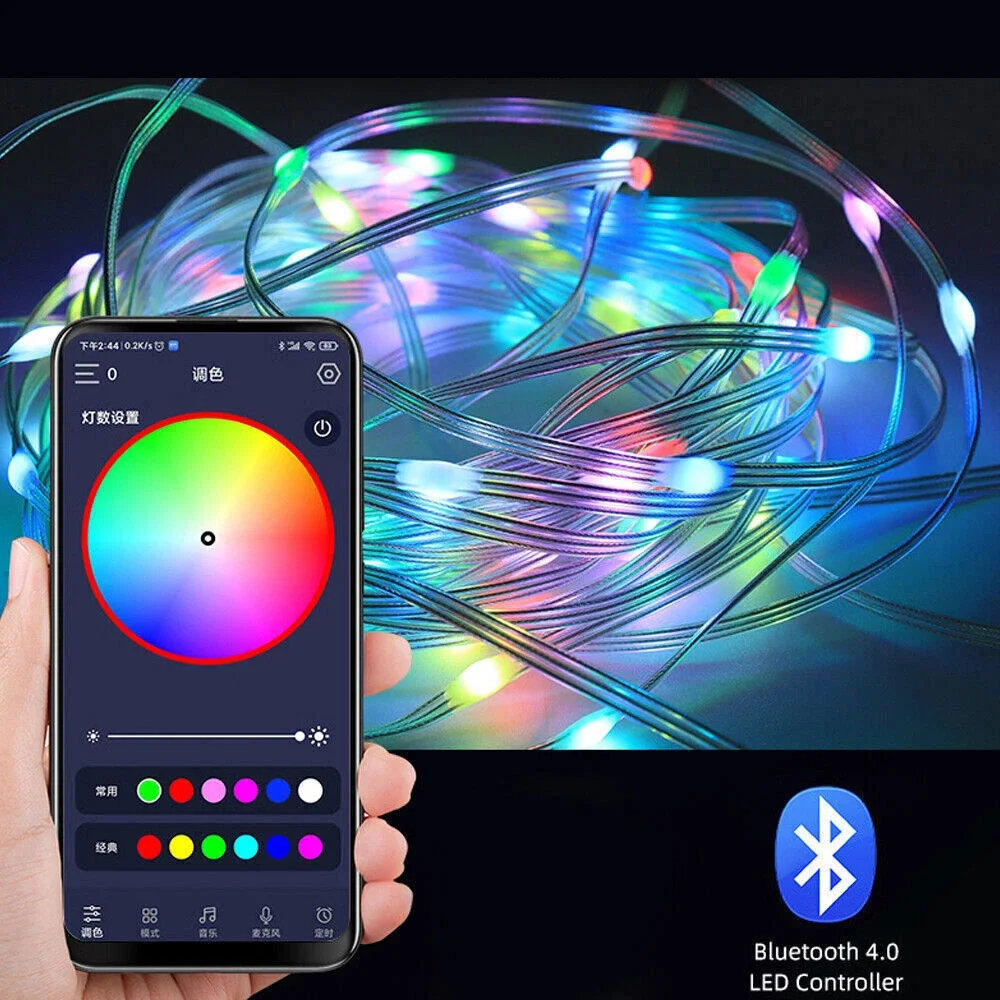 10M RGBIC LED String Bluetooth USB Music Dream Color Light 5V Christmas Birthday Party Garland Decor Fairy Lights Home
