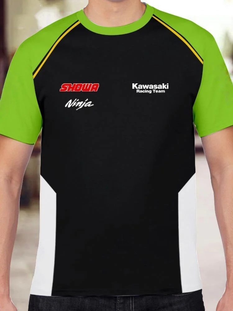 

Летняя уличная быстросохнущая дышащая рубашка Kawasaki с короткими рукавами, мужская и женская тонкая мотоциклетная удобная футболка