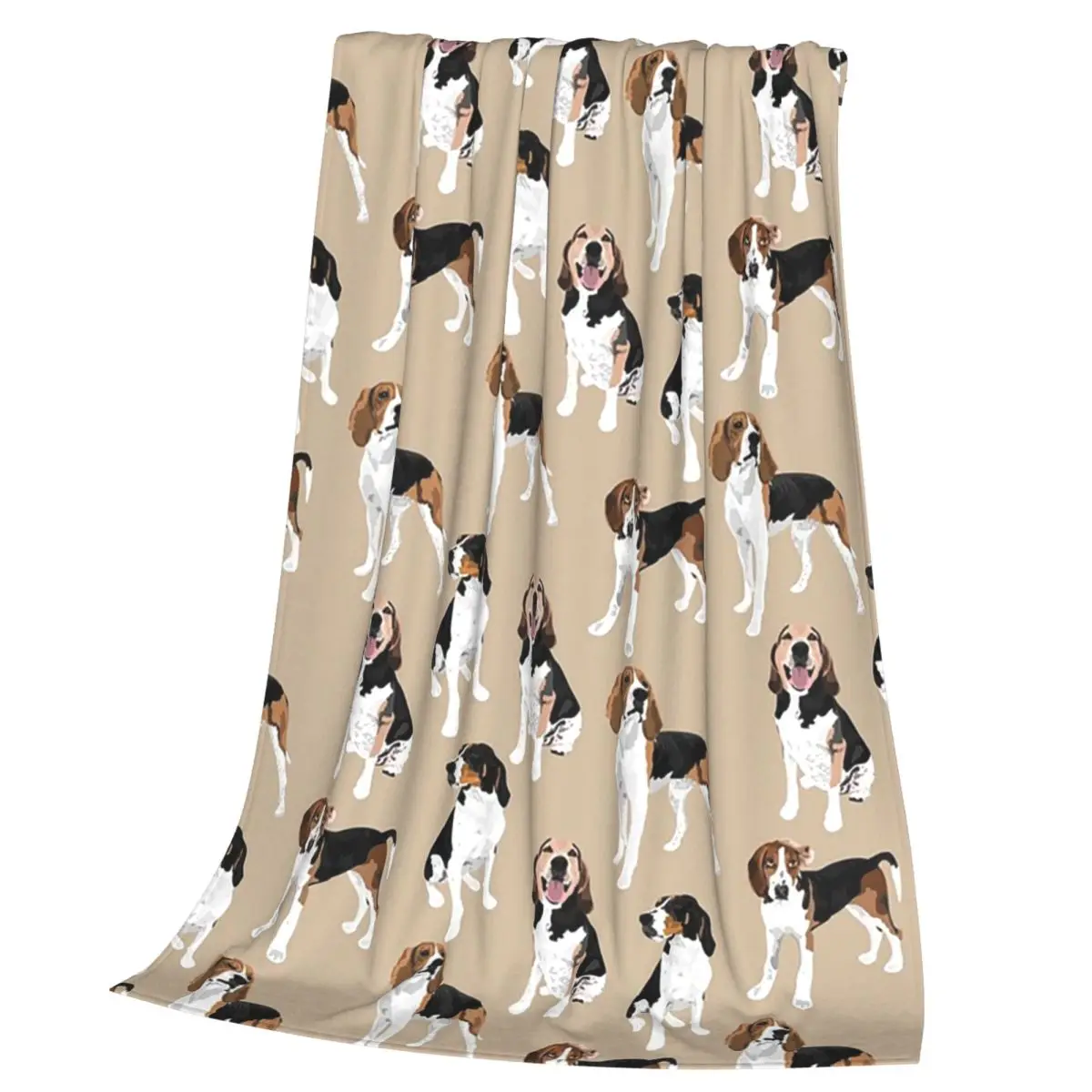 Treeing Walker Coonhound On Tan Blanket Soft Warm Flannel Throw Blanket Bedspread for Bed Living room Picnic Travel Home Sofa