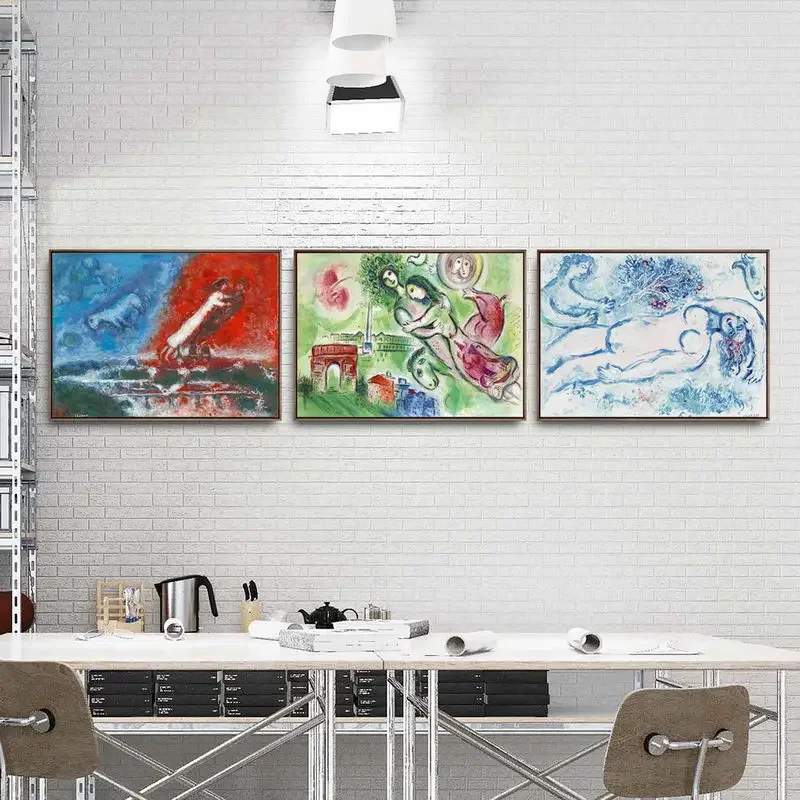 الكلاسيكية مجردة جدار الفن الكتابة على الجدران روسيا مارك شغال 5 HD قماش طباعة ملصق غرفة المعيشة المنزلي غرفة نوم الديكور #5