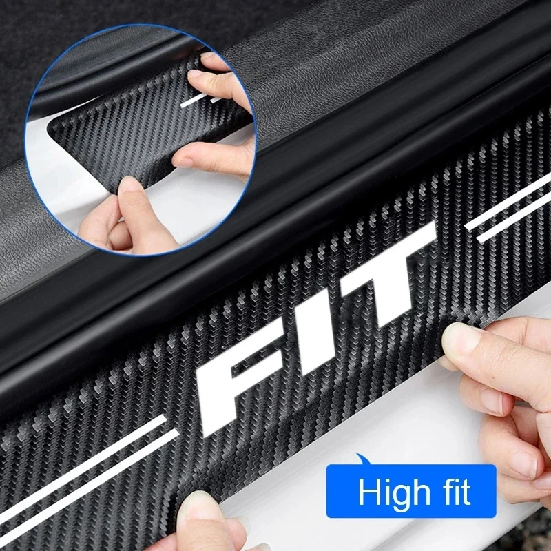 Luminous Car Threshold Door Pedal Strips for Honda FIT Logo Rear Trunk Sill Bumper Protective Sticker Anti-Scratch Guard Decals