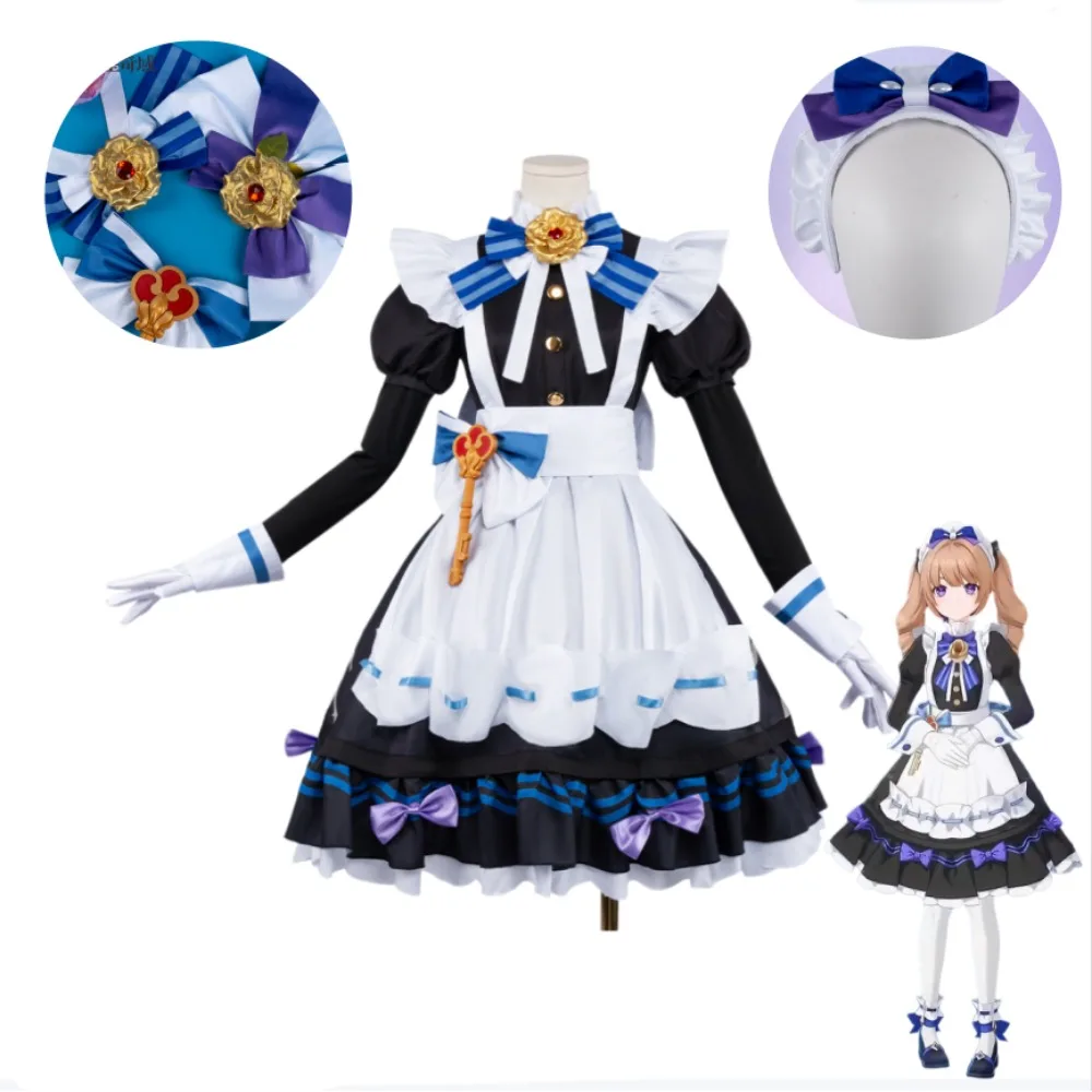 

Genshin Impact Miliastra Wonderland Cosplay Full Set Maid Outfit Adult Women Anime Game Halloween Comic Con Role Play Costume