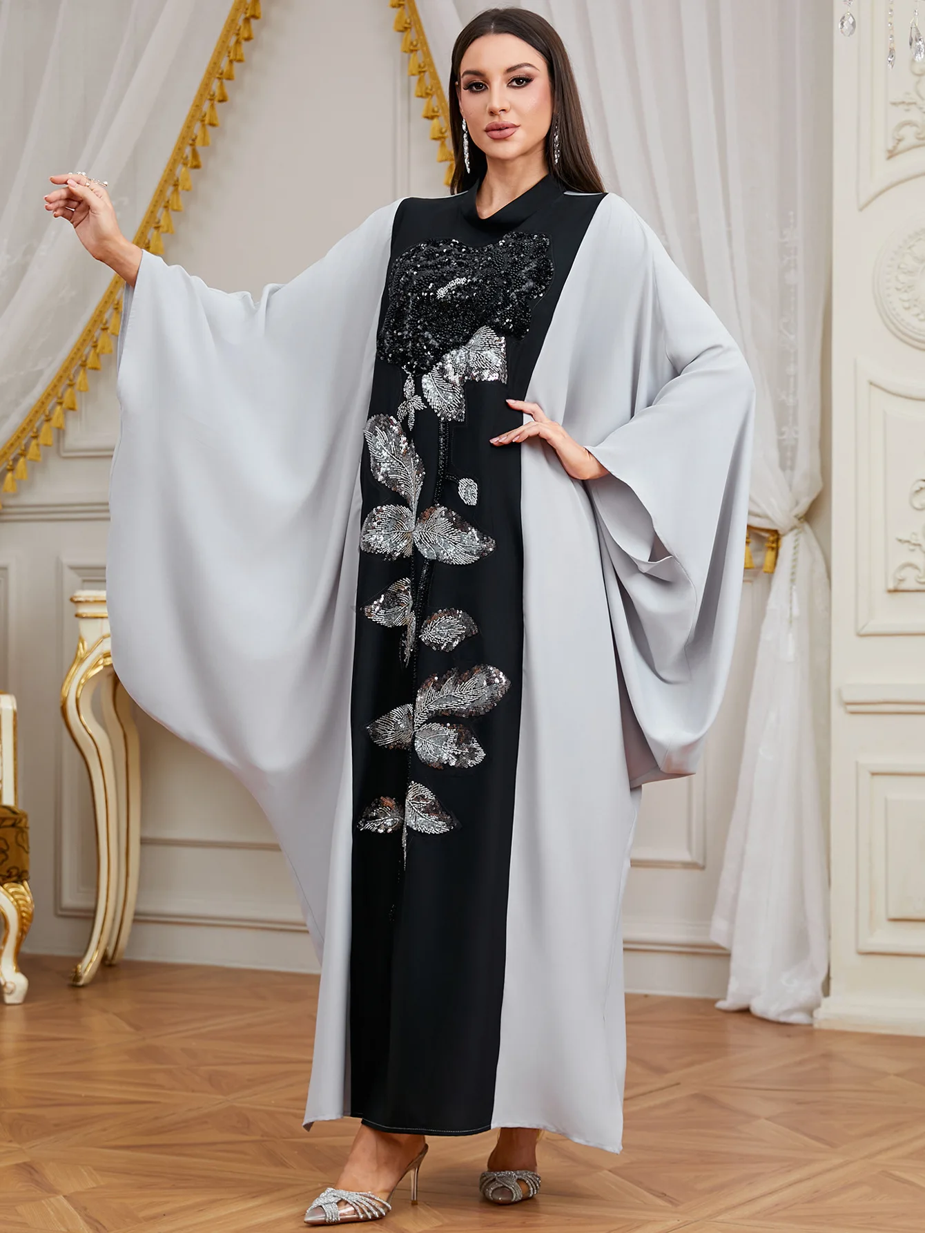 Robe Abaya pour femmes musulmanes, moyen-orient, arabe, turquie, manches longues, manches chauve-souris, broderie, magnifique robe de soirée, ample, islamique, nouvelle collection