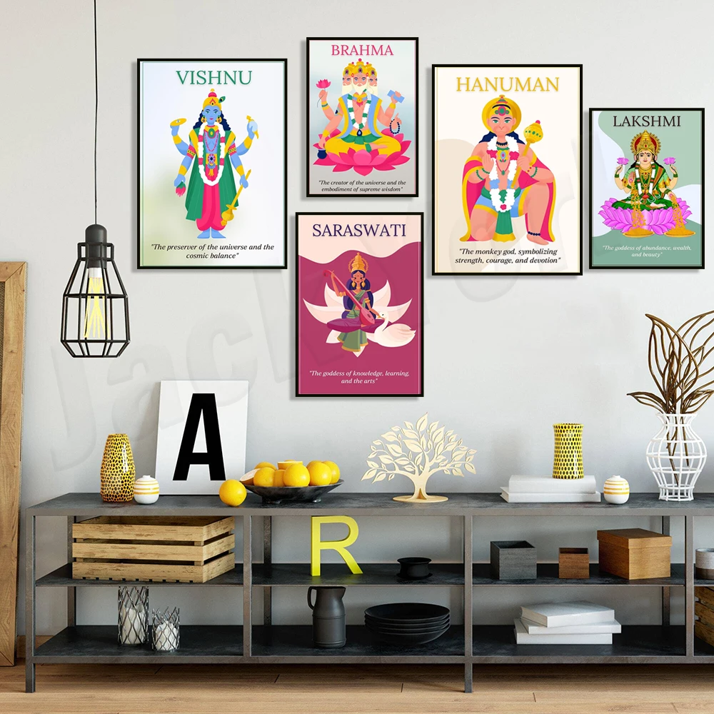 Printable poster of Hindu God, Ayurveda philosophy, goddess of wealth, love, beauty, joy and prosperity art print