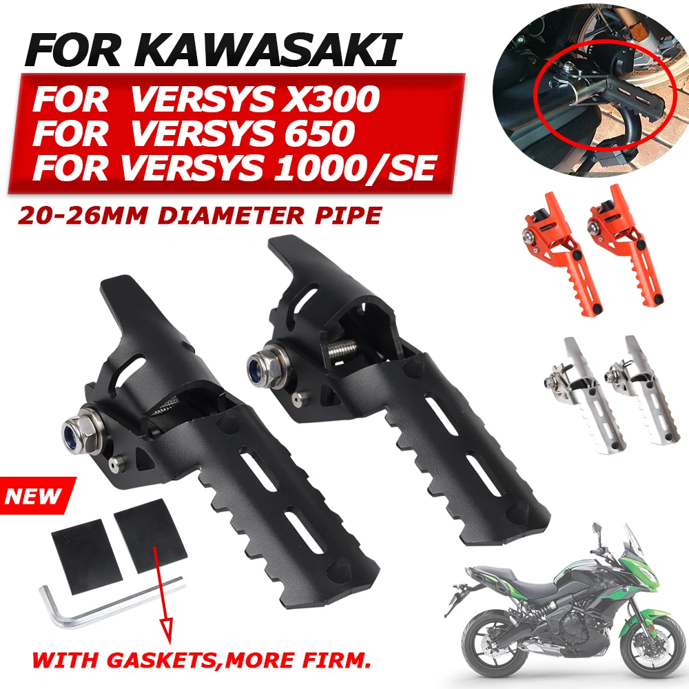 

For KAWASAKI VERSYS 650 VERSYS 1000 SE X300 VERSYS650 VERSYS1000 Motorcycle Accessories Front Foot Pegs Rest Footrests Clamps