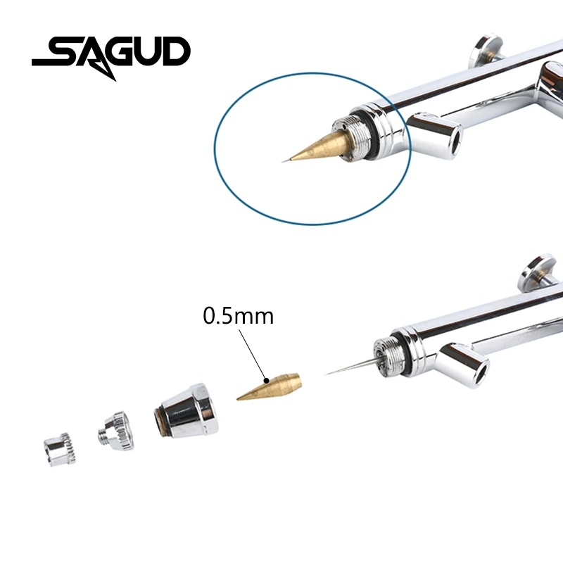0.3/0.5/0.8mm Airbrush Double Action Spray Gun 22cc Glass Bottle Accessories for DIY Nails Painting Model Airbrush Siphon Feed