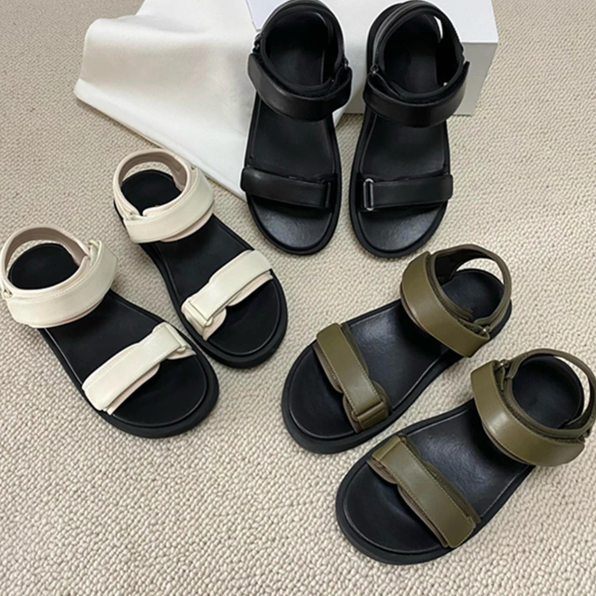 

Jenny&Dave Summer Roman Sandals Italian Cowhide Leather Comfortable Breathable Light Casual Sandals Shoes For Women