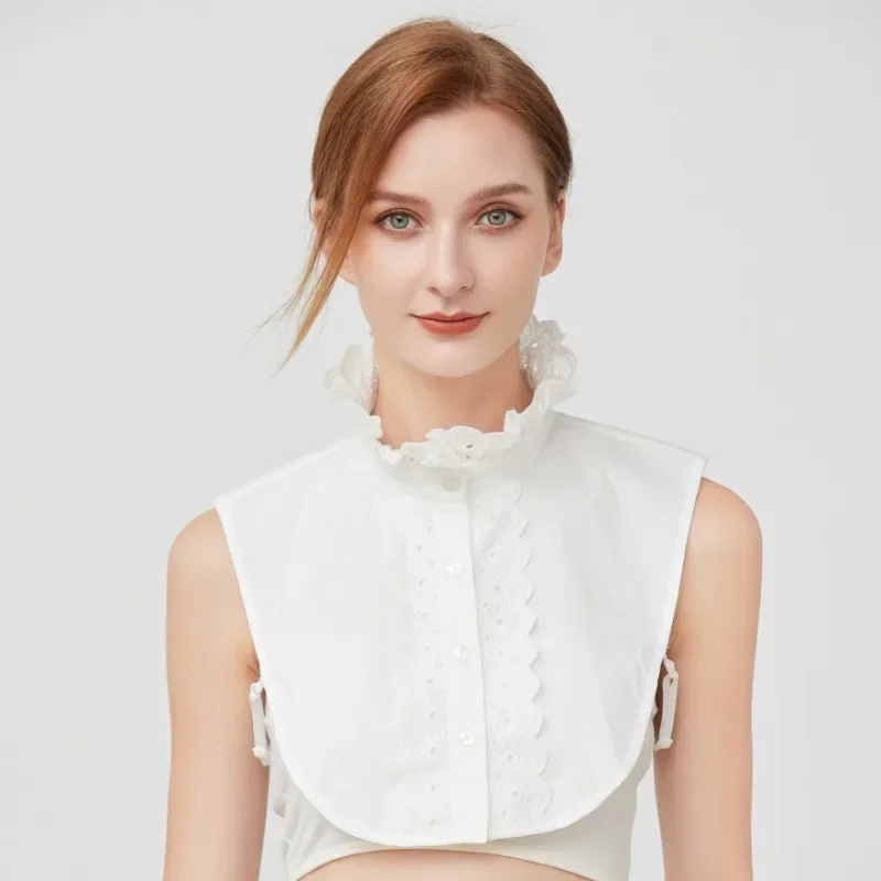우아한 셔츠 탈부착 가능한 칼라 하이 스탠드 화이트 가짜 칼라 여성용 버튼 다운 조절 가능한 가짜 칼라 액세서리