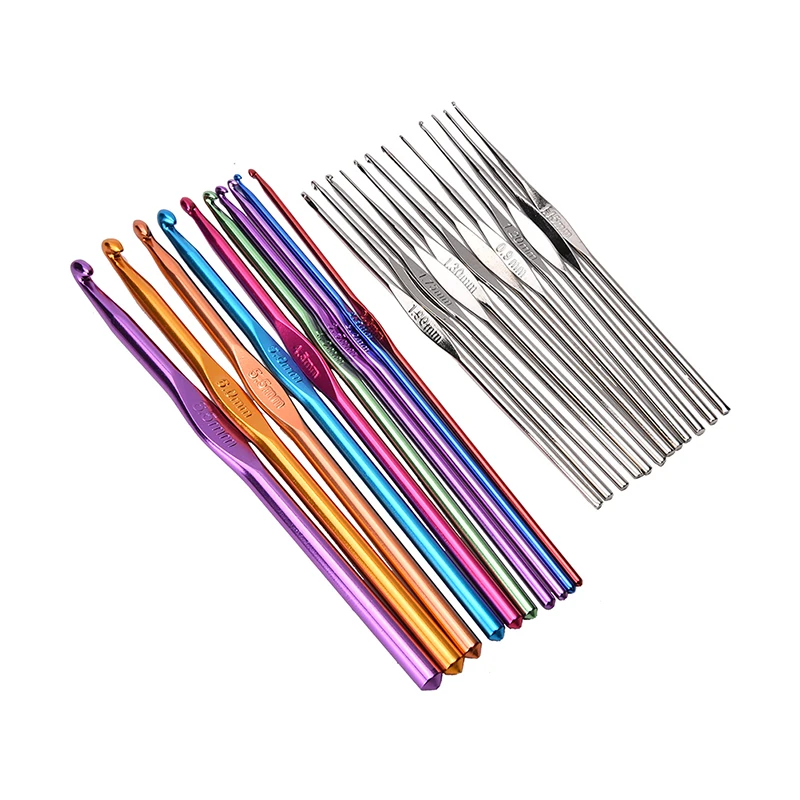 22pcs Multicolour Aluminum Crochet Hook Knitting Needle Set Weave Craft Yarn