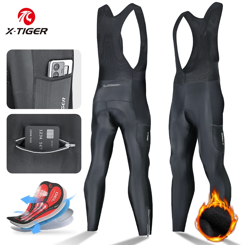 AliExpress X-TIGER Men's Cycling Bib Pants Winter Cold Resistant Keep Warm Wool Breathable Cycling Tights 5D Gel Pad MTB Road Bike Pants